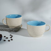Cappuccino Cup in Light Blue Ceramic with White Exterior